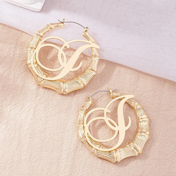 COPY - Initial Bamboo Earrings For Women Party Hip-Hop Sexy Jewelry earrings - Picture 2 of 4
